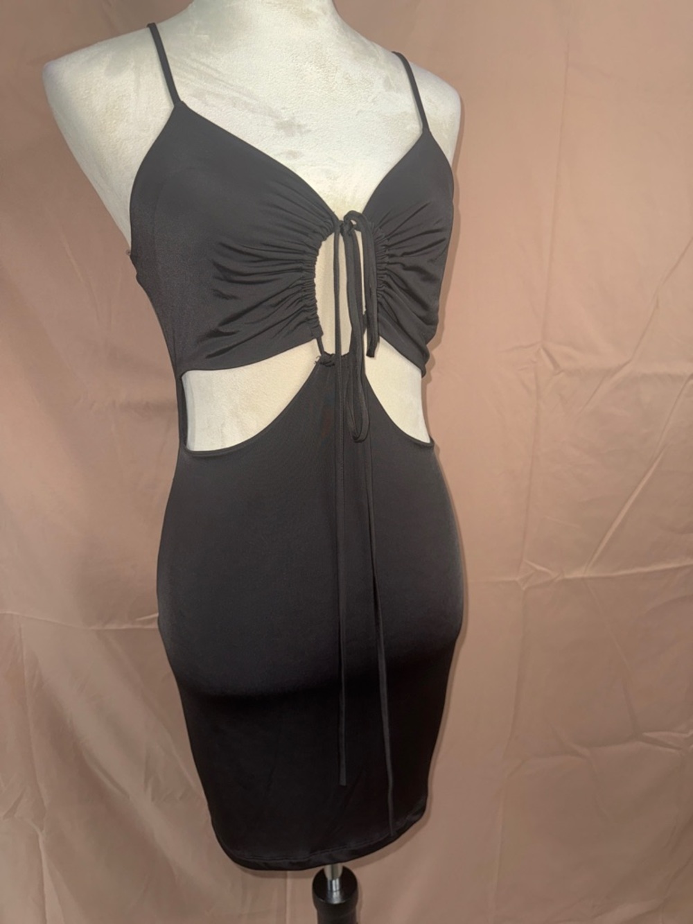 Black Cutout Tie-Front Bodycon Dress Large
